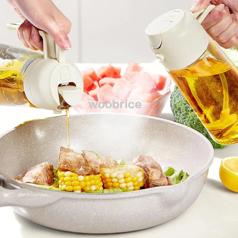 Distributeur d'Huile 2-en-1 – Spray & Bec Verseur pour une Cuisine Saine