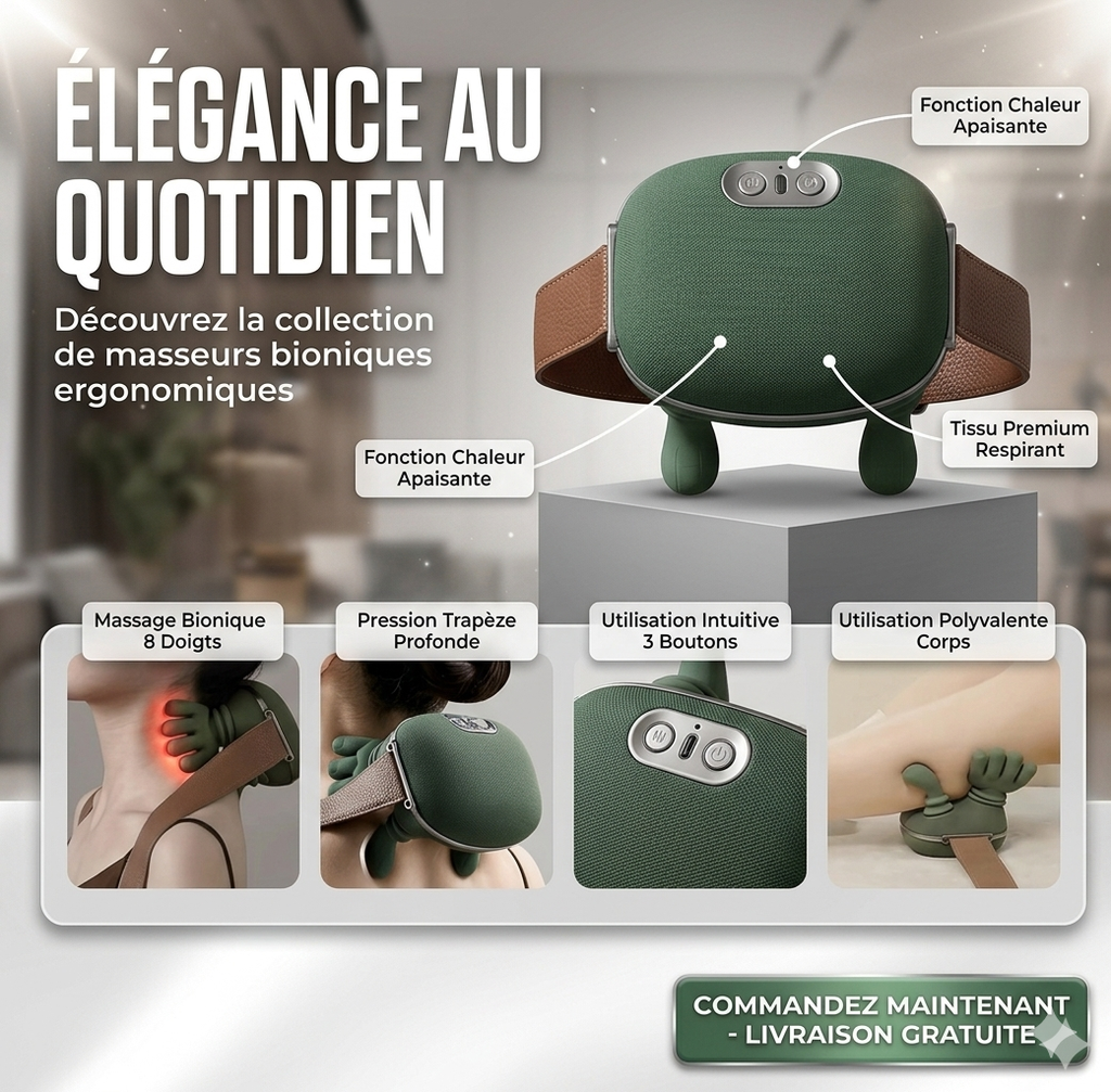 Masseur Électrique Cervical & Épaules – Massage Shiatsu Professionnel Anti-Douleur