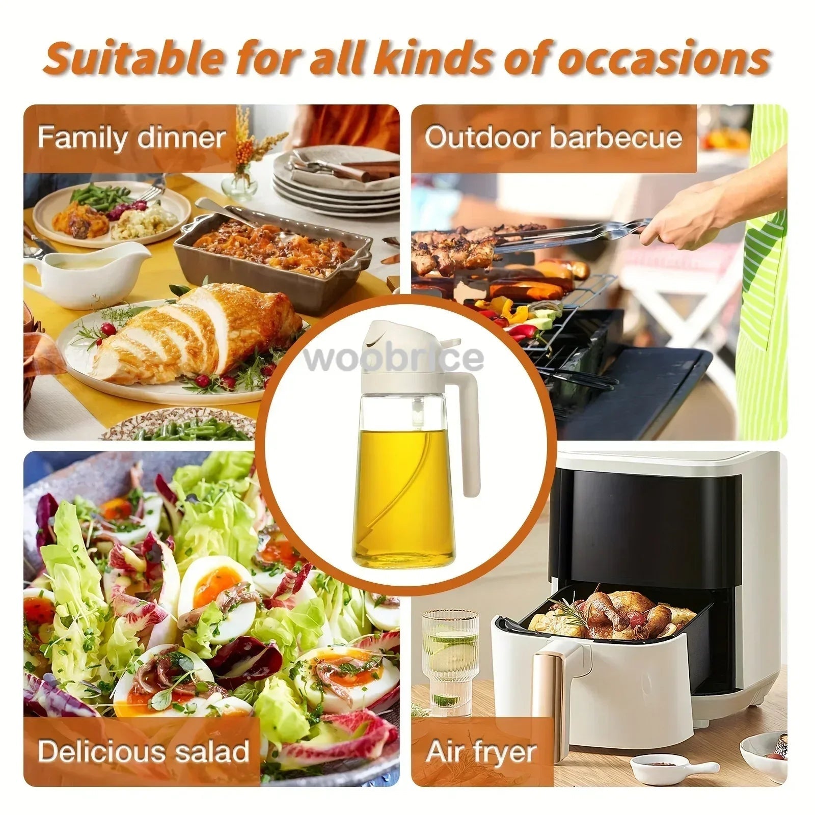 Distributeur d'Huile 2-en-1 – Spray & Bec Verseur pour une Cuisine Saine