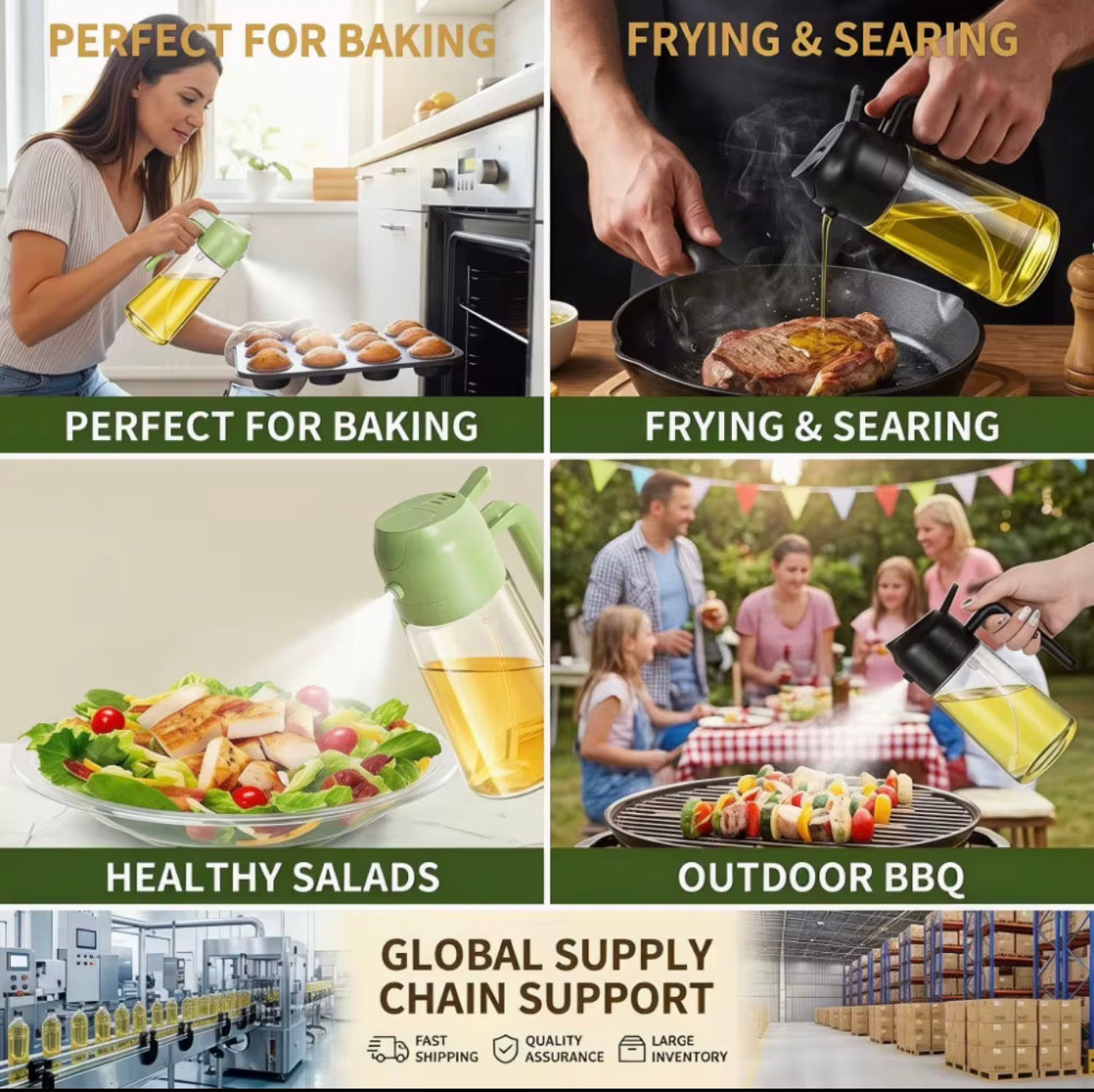 Distributeur d'Huile 2-en-1 – Spray & Bec Verseur pour une Cuisine Saine