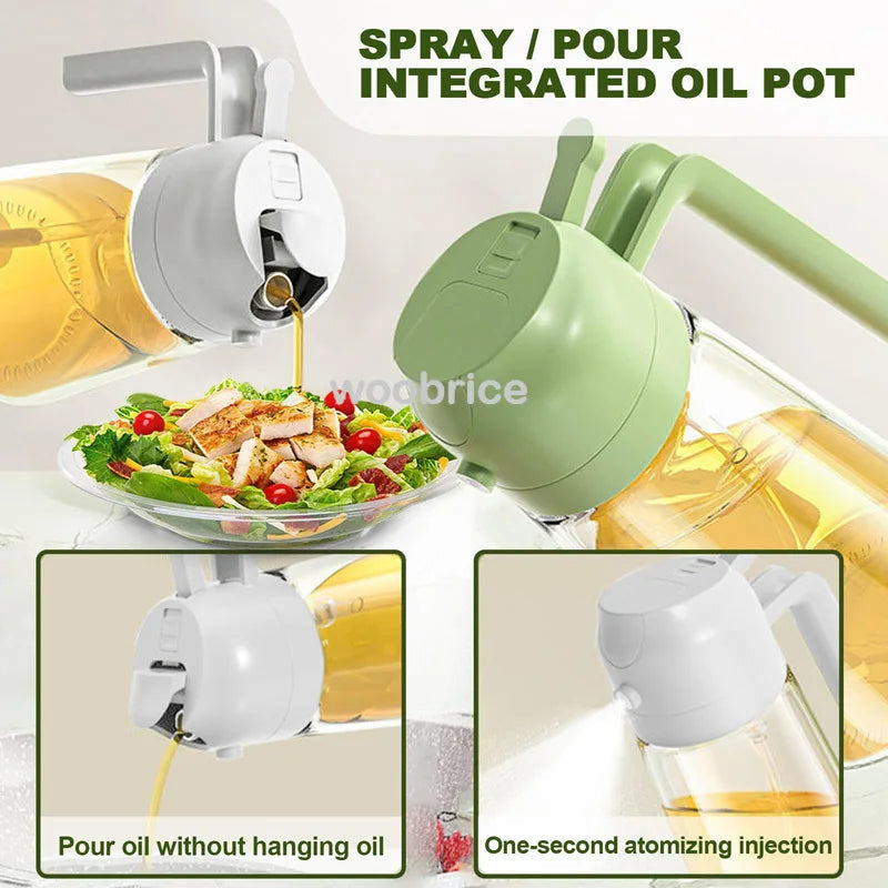 Distributeur d'Huile 2-en-1 – Spray & Bec Verseur pour une Cuisine Saine