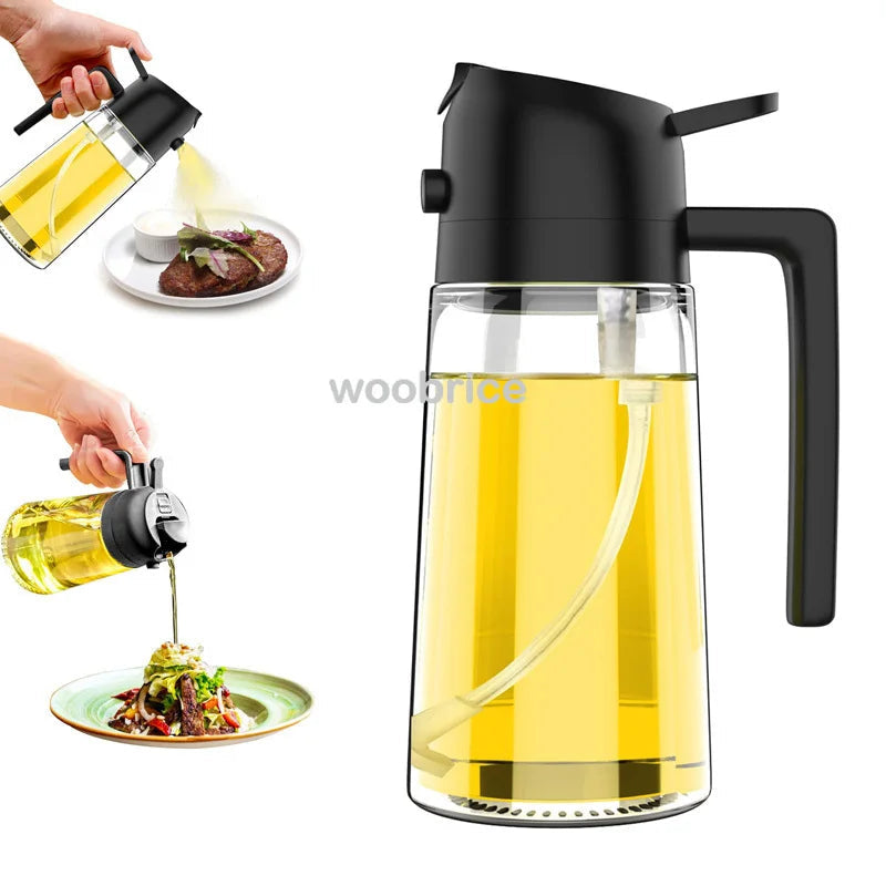 Distributeur d'Huile 2-en-1 – Spray & Bec Verseur pour une Cuisine Saine