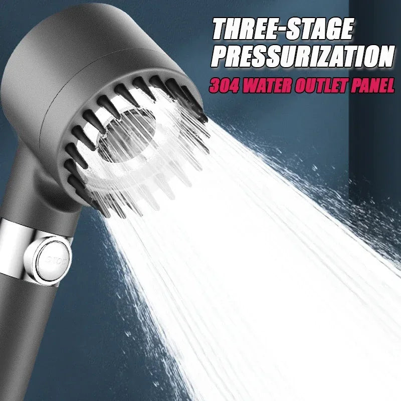 Pommeau de Douche Haute Pression – 3 Modes avec Brosse de Massage Intégrée