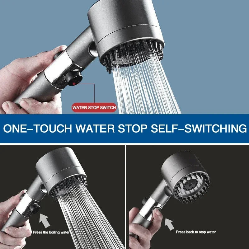 Pommeau de Douche Haute Pression – 3 Modes avec Brosse de Massage Intégrée