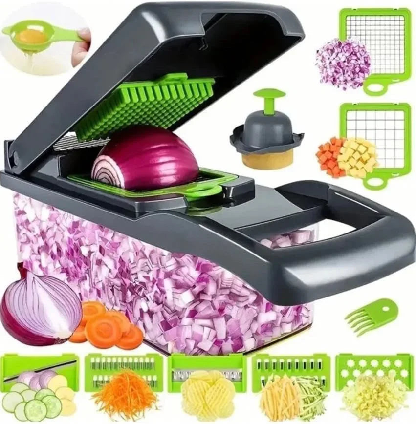 Hachoir Multifonction 14-en-1 – Coupe-Légumes Professionnel & Économe