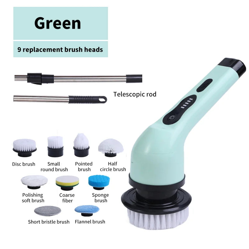 Brosse de Nettoyage Électrique 9-en-1 – Polyvalente et Sans Effort.